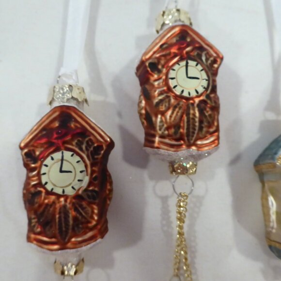 NEW 7.5” CUCKCOO CLOCK GERMAN GLASS CHRISTMAS LOT OF 4 - Picture 5 of 13